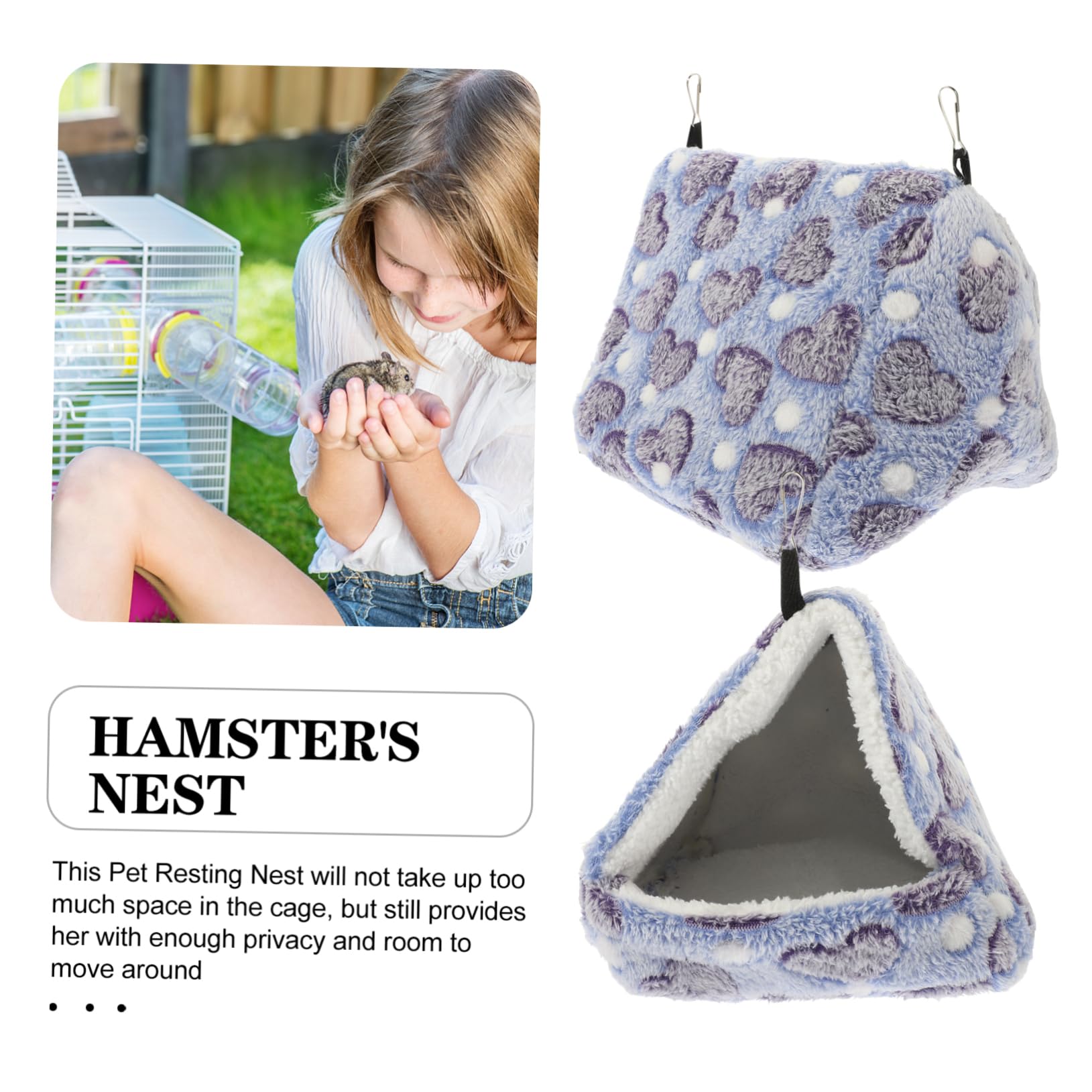 Mikikit Chinchilla Resting Bed for Small Pets Cozy Cotton Nest House for Hamsters Guinea Pigs Squirrels Bed for Winter Comfort Security