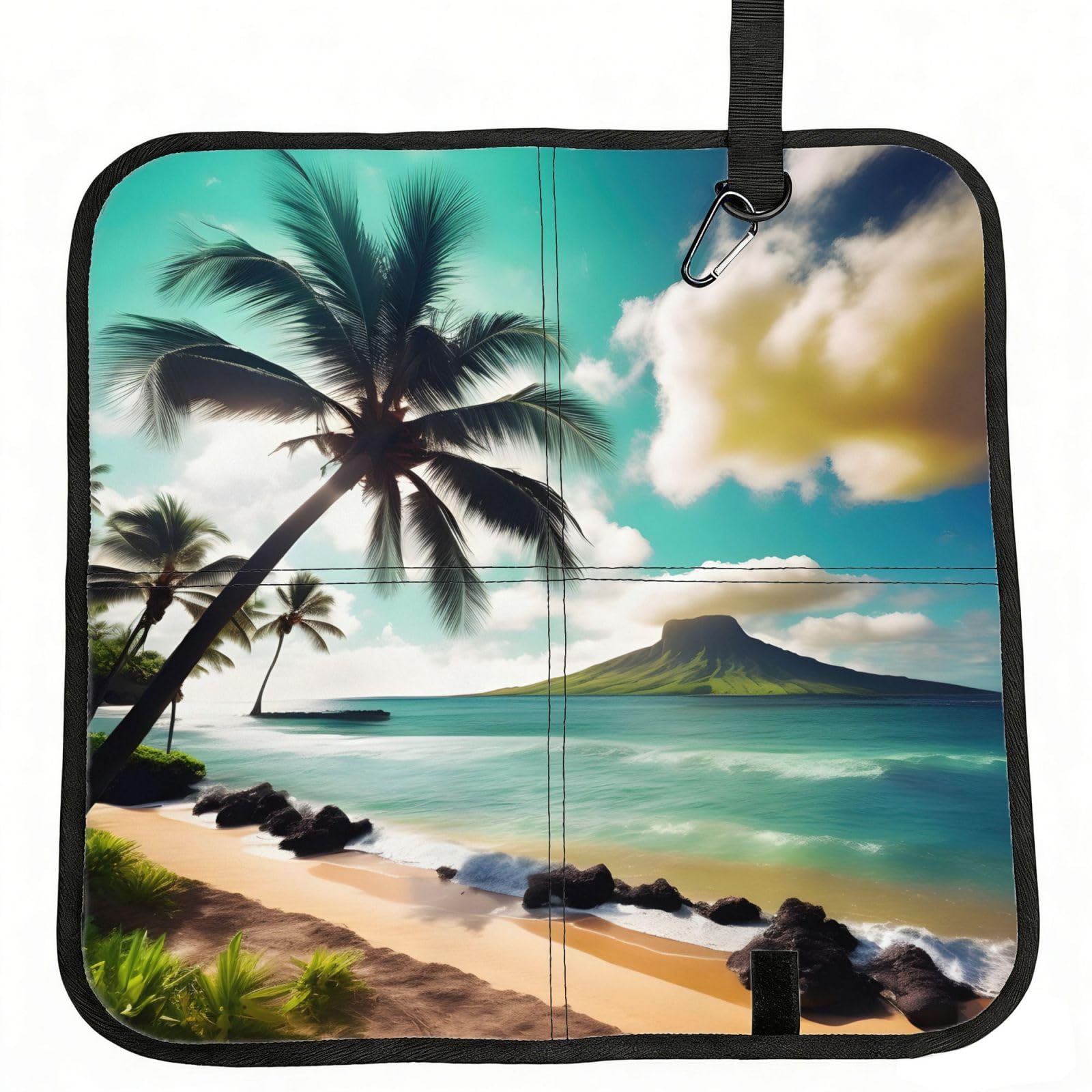 NImongt Tropical Beach Palms Print Portable Chair Pad Foldable Seat Cushion Outdoor Seating Office Picnic Camping