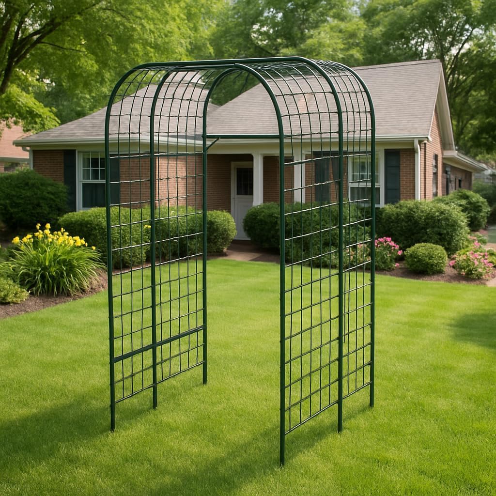 U-förmiger Rankgitter Garten,124x180x224cm Gartenbogen Metall, Universelle Rankhilfe mit Ranknetz für Gurken, Erbsen, Rosen & Kletterpflanzen, Spalier Stützgitter für Garten und Gewächshaus