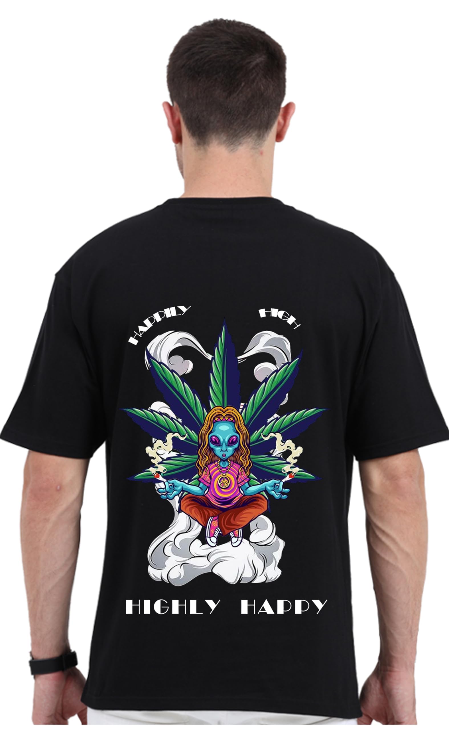 NavieoHappily High at 04:20' Graphic T Shirt: Elevate Your Mood and Style Unisex Oversized T-Shirt