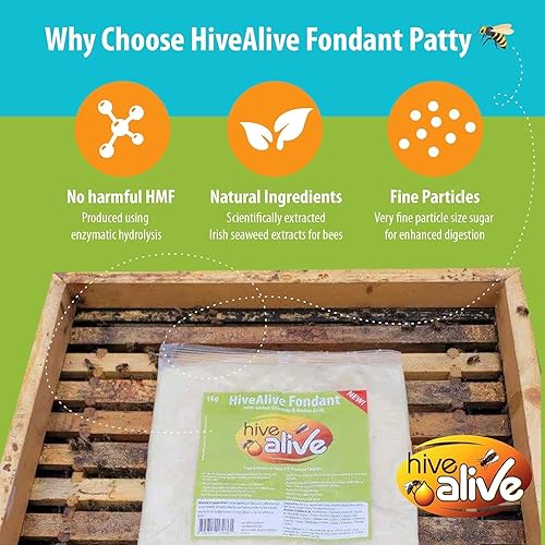 Miniatura 6 de HIVE ALIVE Suplemento alimenticio Fondant Bee - Potenciador de alimentación fácil de usar evita el hambre durante el invierno - Solo Fondant ha