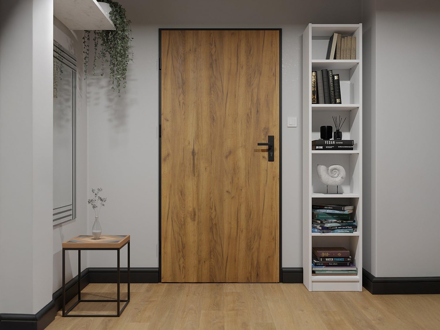 Vente-unique - Puerta de entrada Cobrita - L 95.1cm x A 9cm x H 203.7cm - acero - color natural claro