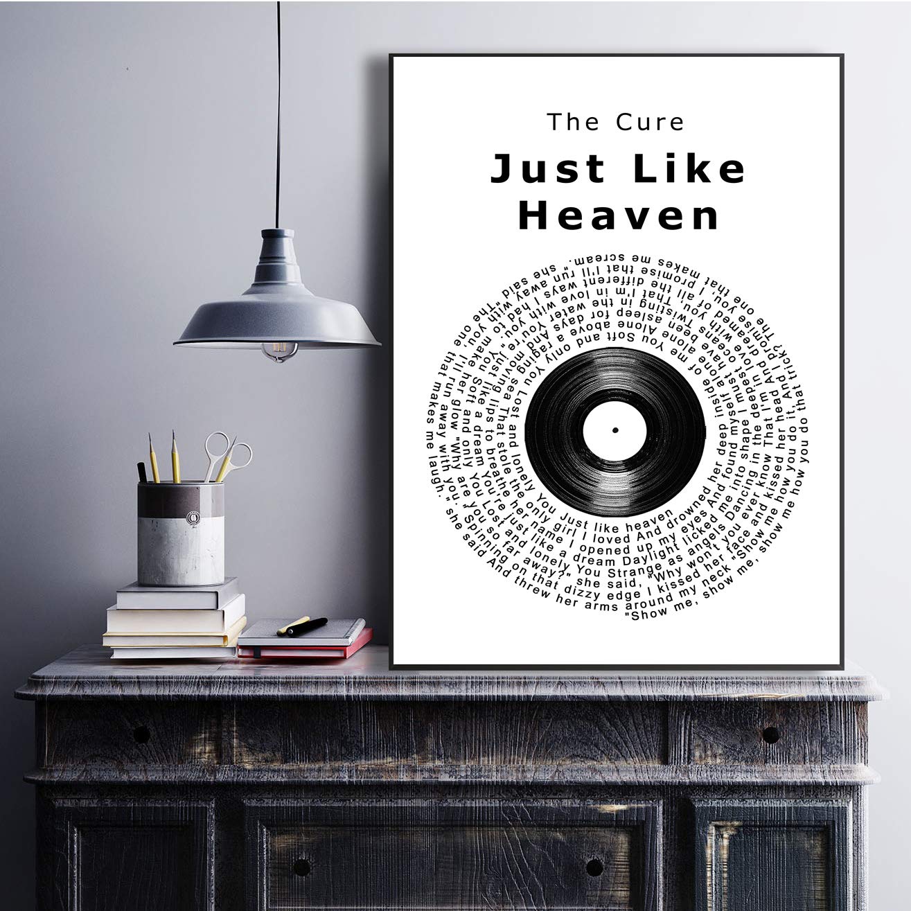 Just Like Heaven Vinyl Record Song Lyric Quote Print