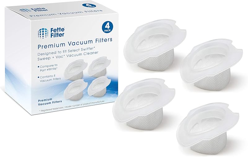 Filtro Fette – Paquete de 4 filtros de repuesto para aspiradora compatibles con Swiffer Sweep y Vac. Comparar con la pieza n.º 99196