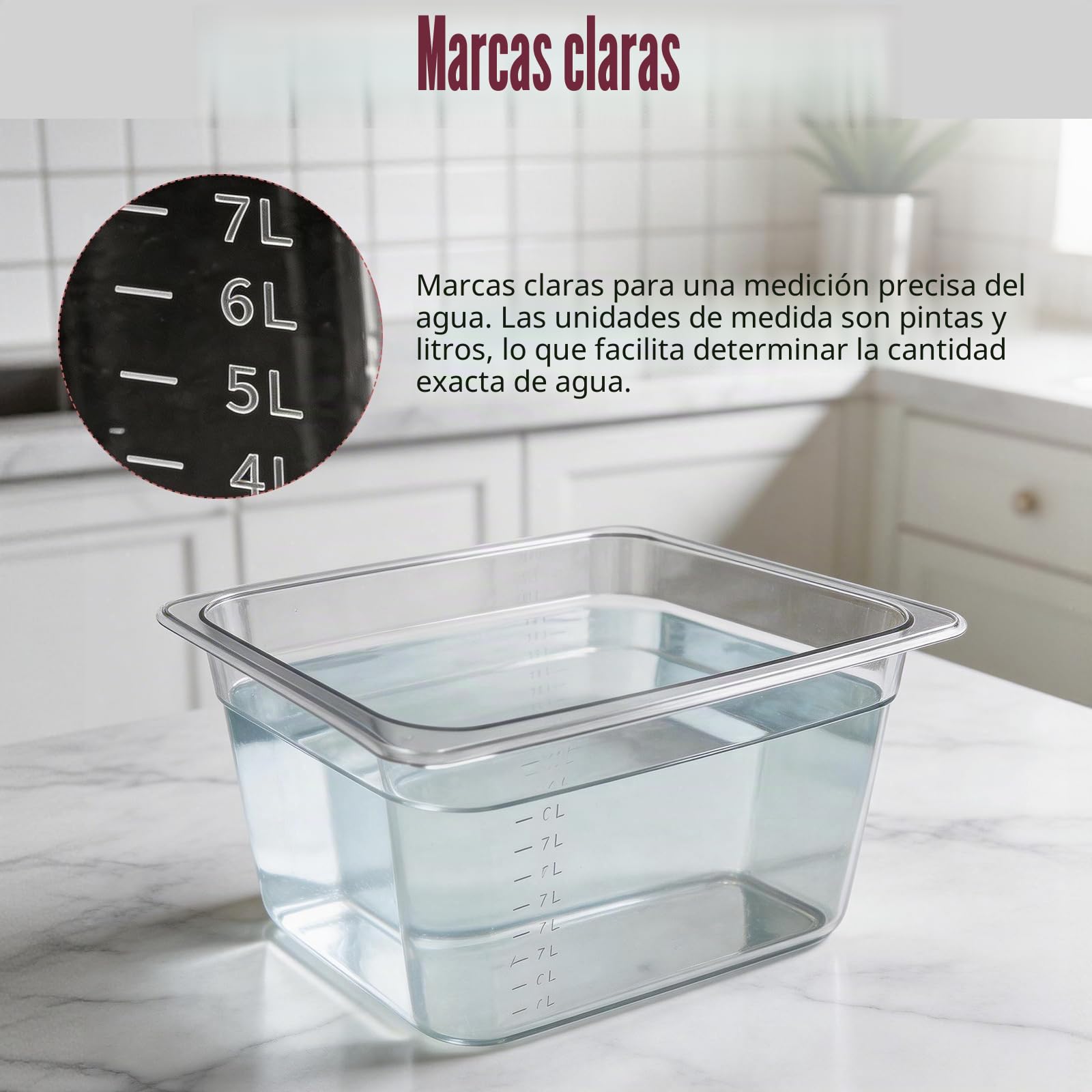 Contenedor Sous Vide, 11L con Tapa Abatible Actualizada y Rejilla de Acero Inoxidable 32,5×26,5×20cm Contenedor Transparente BPA Free para Cocinas Sous Vide para Cocinar Pescado y Carne