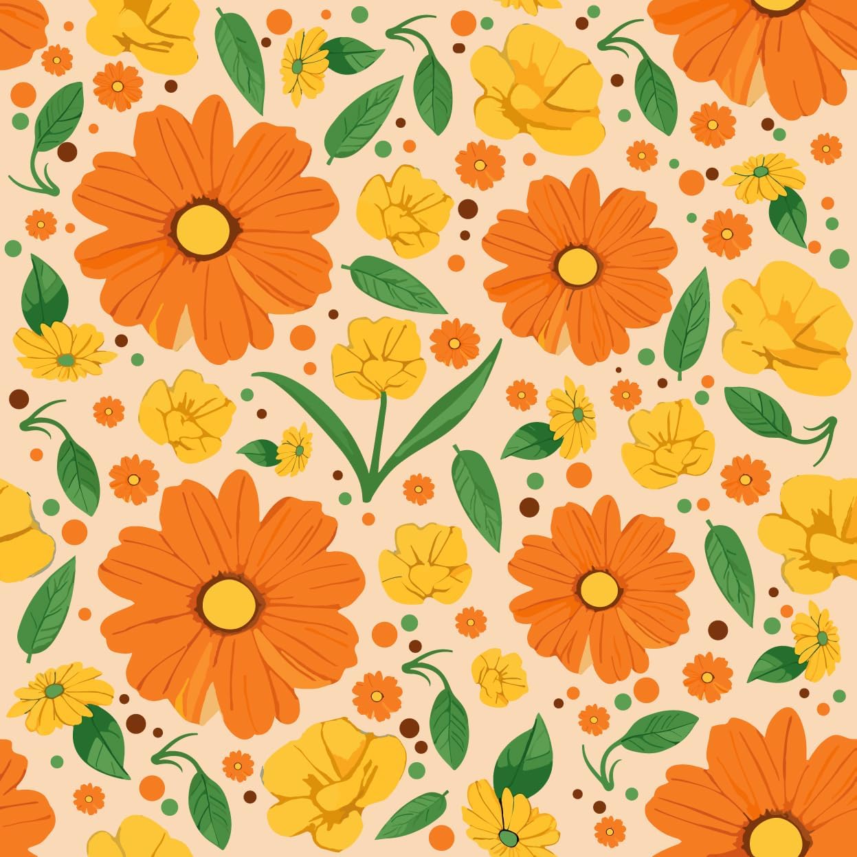 Vintage Floral Peel and Stick Wallpaper Yellow Bright Flower Self Adhesive Removable Wallpaper Wall Stickers for Home Bedroom Cabinets Thicken 17.3" x 118"