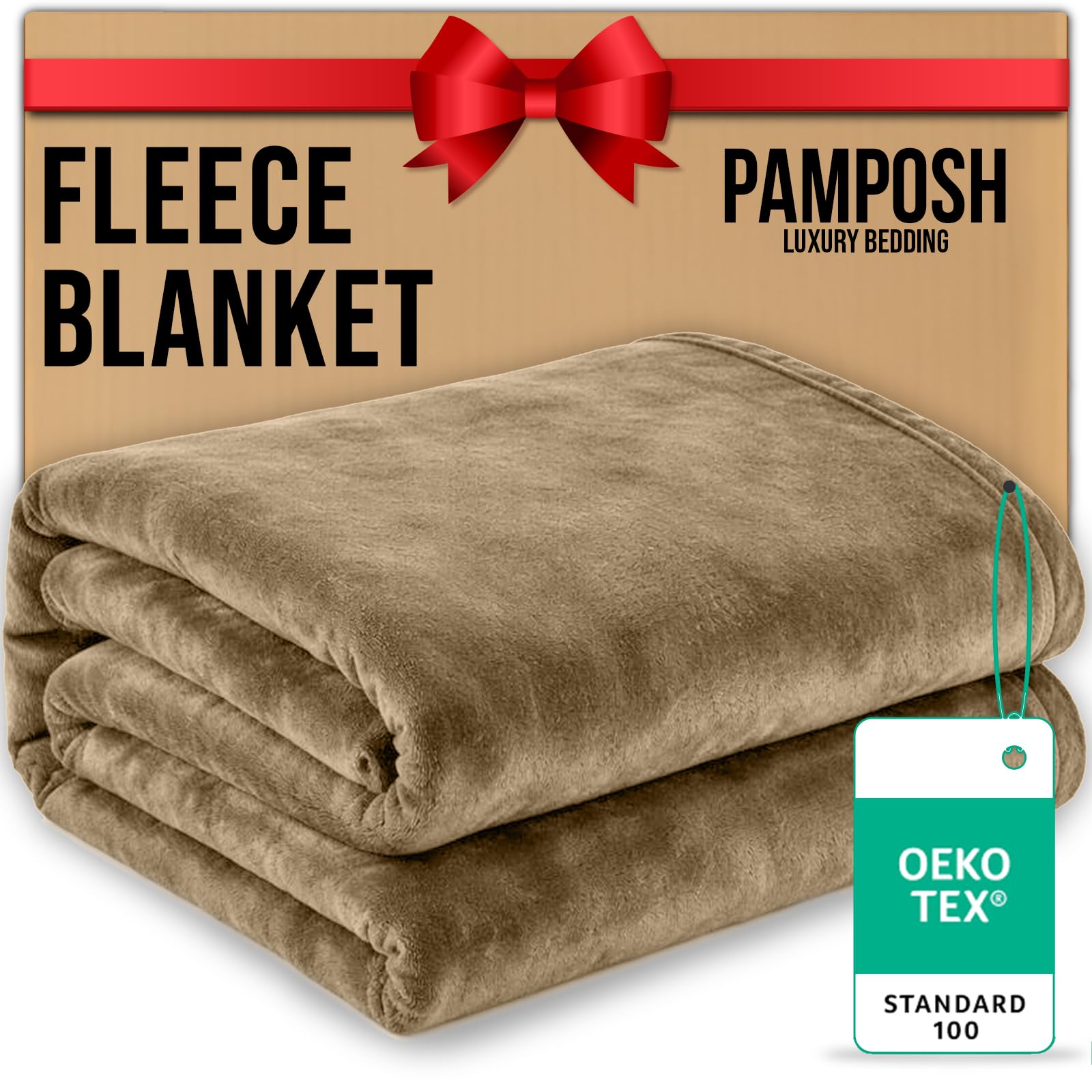 Pamposh Flannel Fleece Queen Size Throw Blankets - Microfiber Solid Blankets for Bed and Couch - Ultrasoft Lightweight Plush Fleece Blanket Queen Size for Camping and Travel