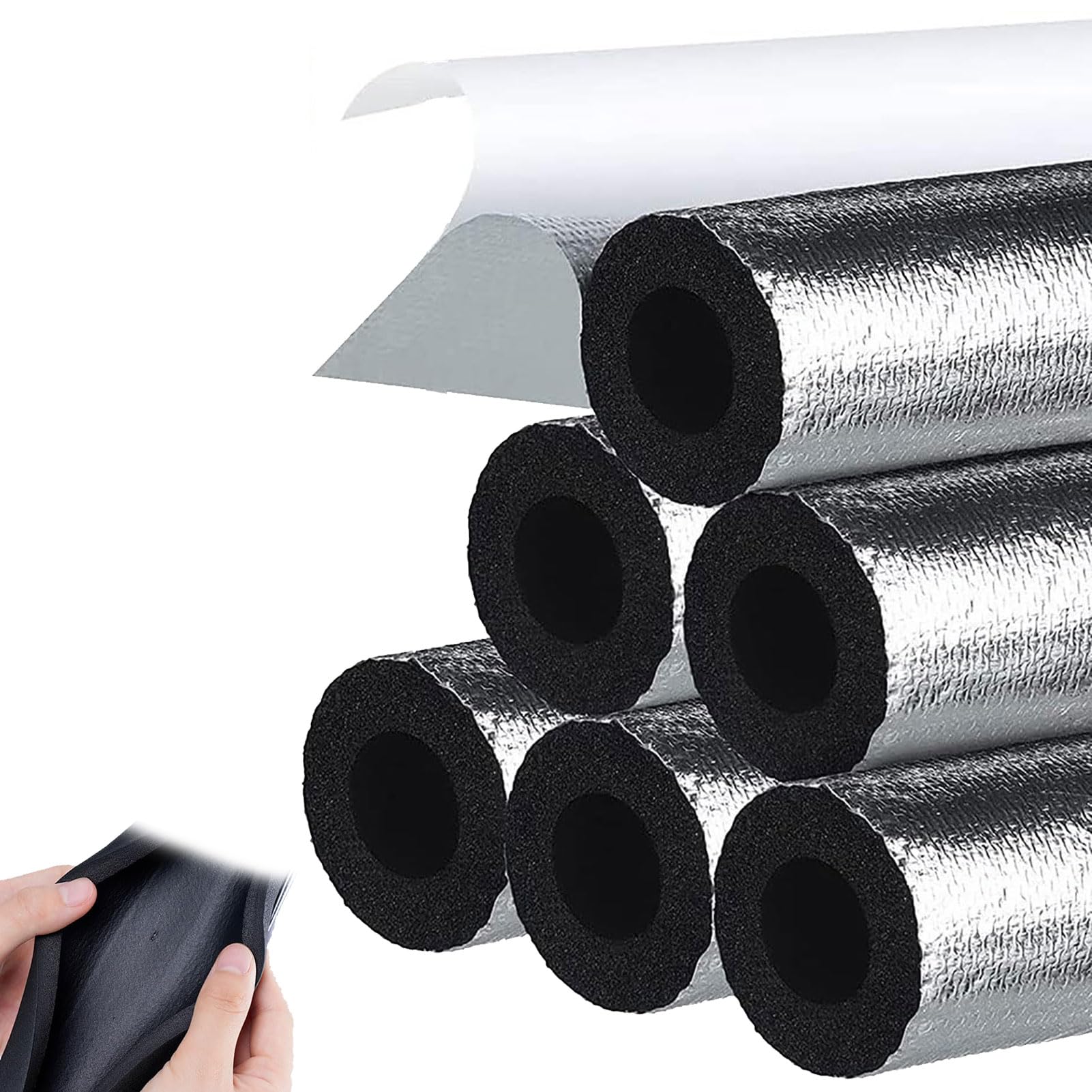 Frostschutz Rohrisolierung Aluminiumfolie Schaumisolierung Klimaanlagen Isolierung Rohr für Schutz von Rohren und Elektrischen Leitungen (ID) 219mm x (T) 30mm x (L) 0.95m