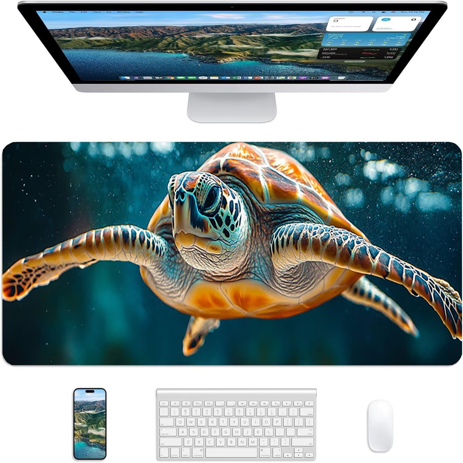 Generico Lejnlnng podkładka pod mysz do gier XXL -120 x 60 cm - wiśniowe kwiaty duża mata na biurko, wodoodporny krajobraz podkładka pod mysz z antypoślizgową gumową podstawą, do gier i biura JL-7556