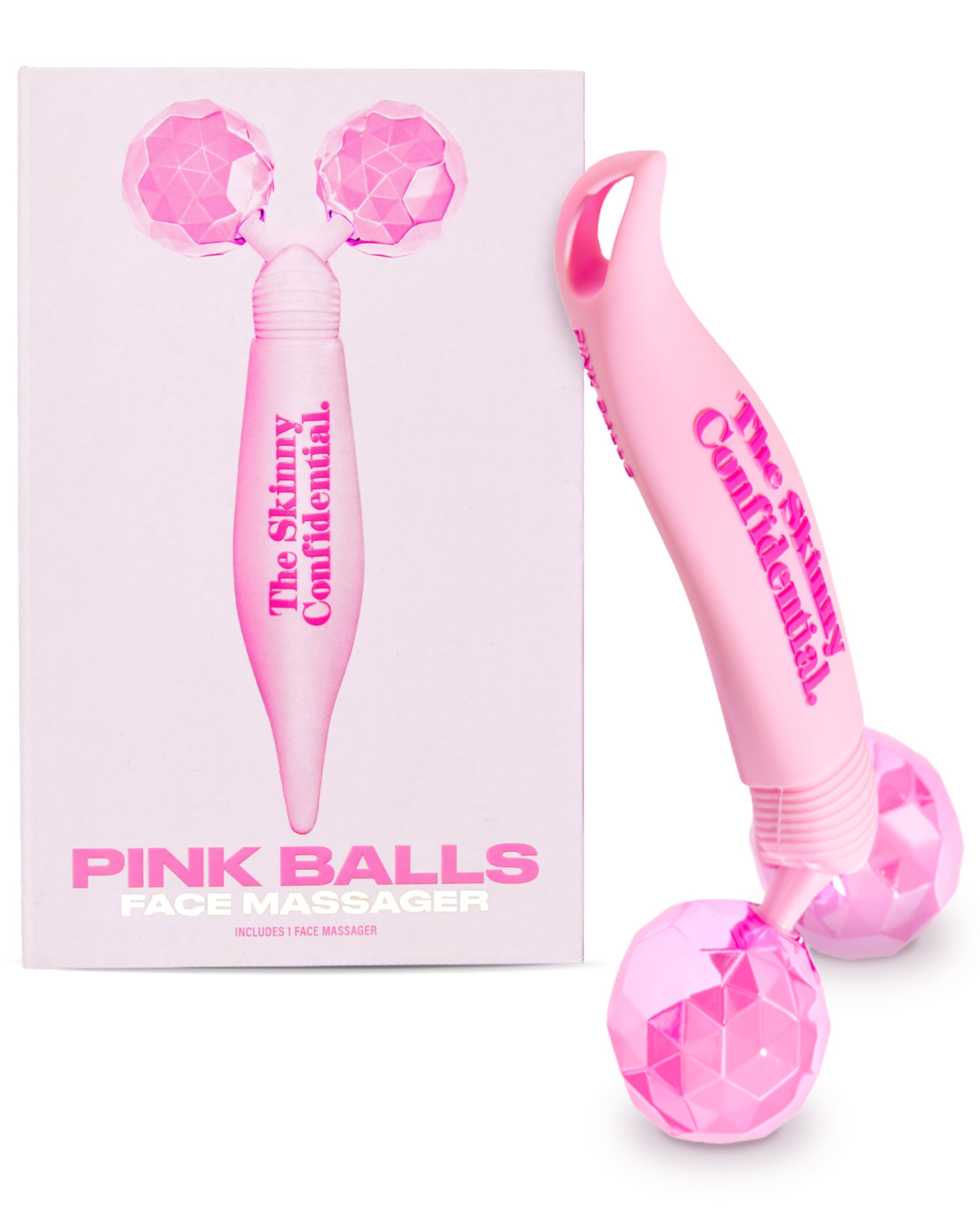 The Skinny Confidential Face Roller - Pink Balls Eye & Facial Roller Massager - Face Massage Tools Skincare for Wrinkles & Fine Lines, Sculpt, Contour, Tighten & De-Puff Skin
