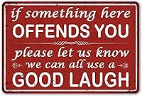 Funny 'If Something Here Offends You' Vintage Metal Bar Sign for Man Cave, Garage, Home Decor - 12x8 Durable Aluminum by CrazySign