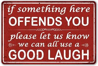 Funny 'If Something Here Offends You' Vintage Metal Bar Sign for Man Cave, Garage, Home Decor - 12x8 Durable Aluminum by CrazySign