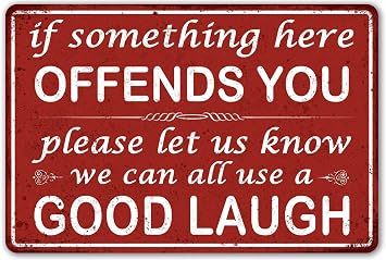 CrazySign Funny Bar Sign Man Cave Vintage Metal Sign If Something Here Offends You Sign For Garage Home Bar Wall Decor 246