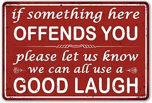 Funny Bar Sign Man Cave Vintage Metal Sign If Something Here Offends You Sign For Garage Home Bar