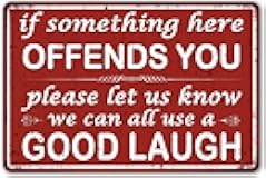 Funny Bar Sign Man Cave Vintage Metal Sign If Something Here Offends You Sign For Garage Home Bar Wall Decor (246)