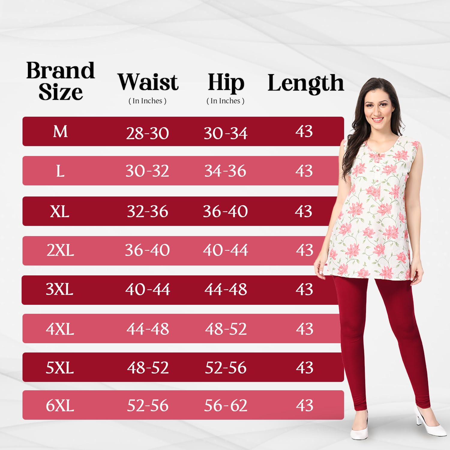 TRASA Women's Slim Fit Ultra Soft Cotton Churidar Leggings - Maroon, Size :- Medium 2