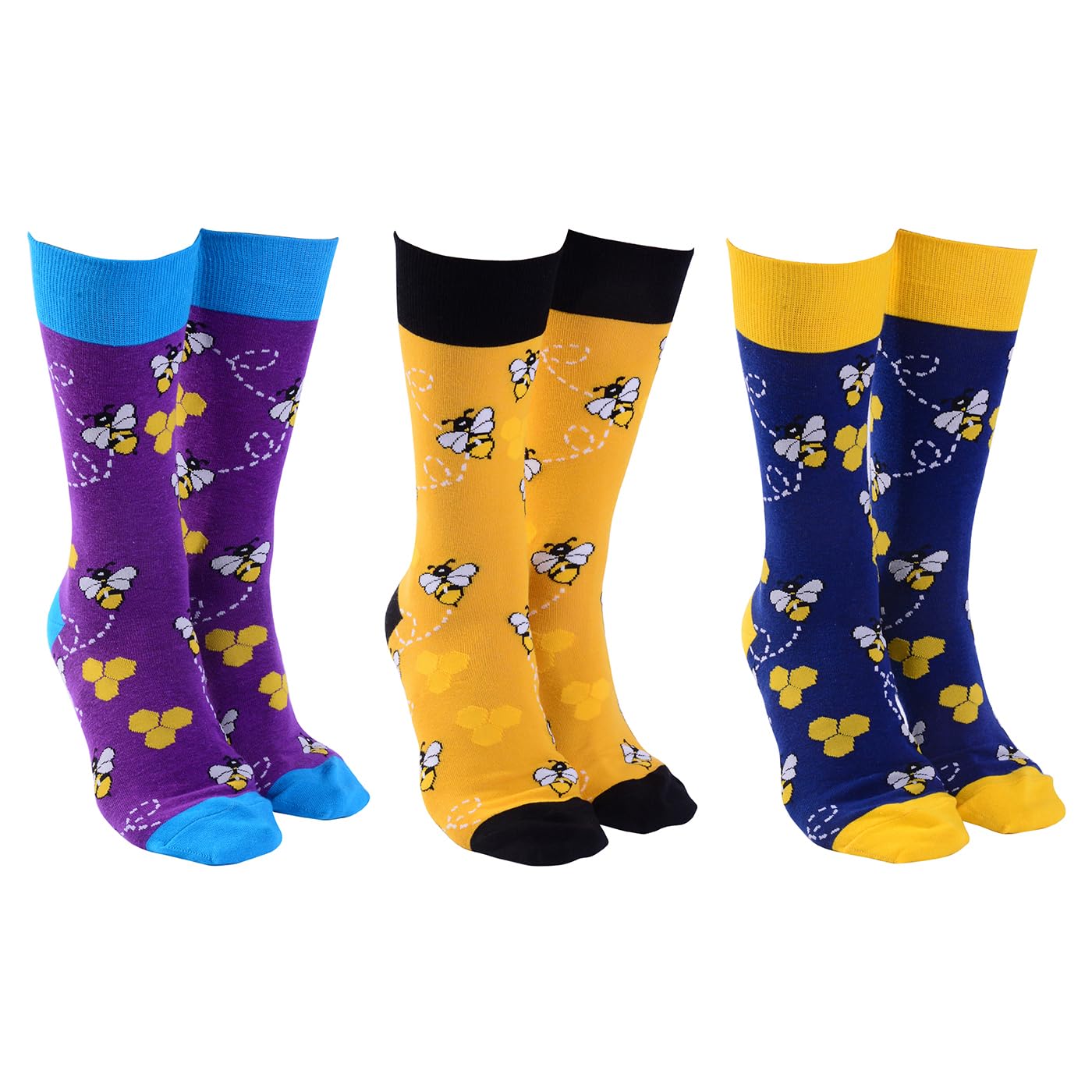 Joe Davies Sock Society Nature Collection of Funky and Fun Socks - Bee's, Owls, Frogs, Dragonfly & More! (UK, Alpha, One Size, Regular, Regular, Busy Bee)
