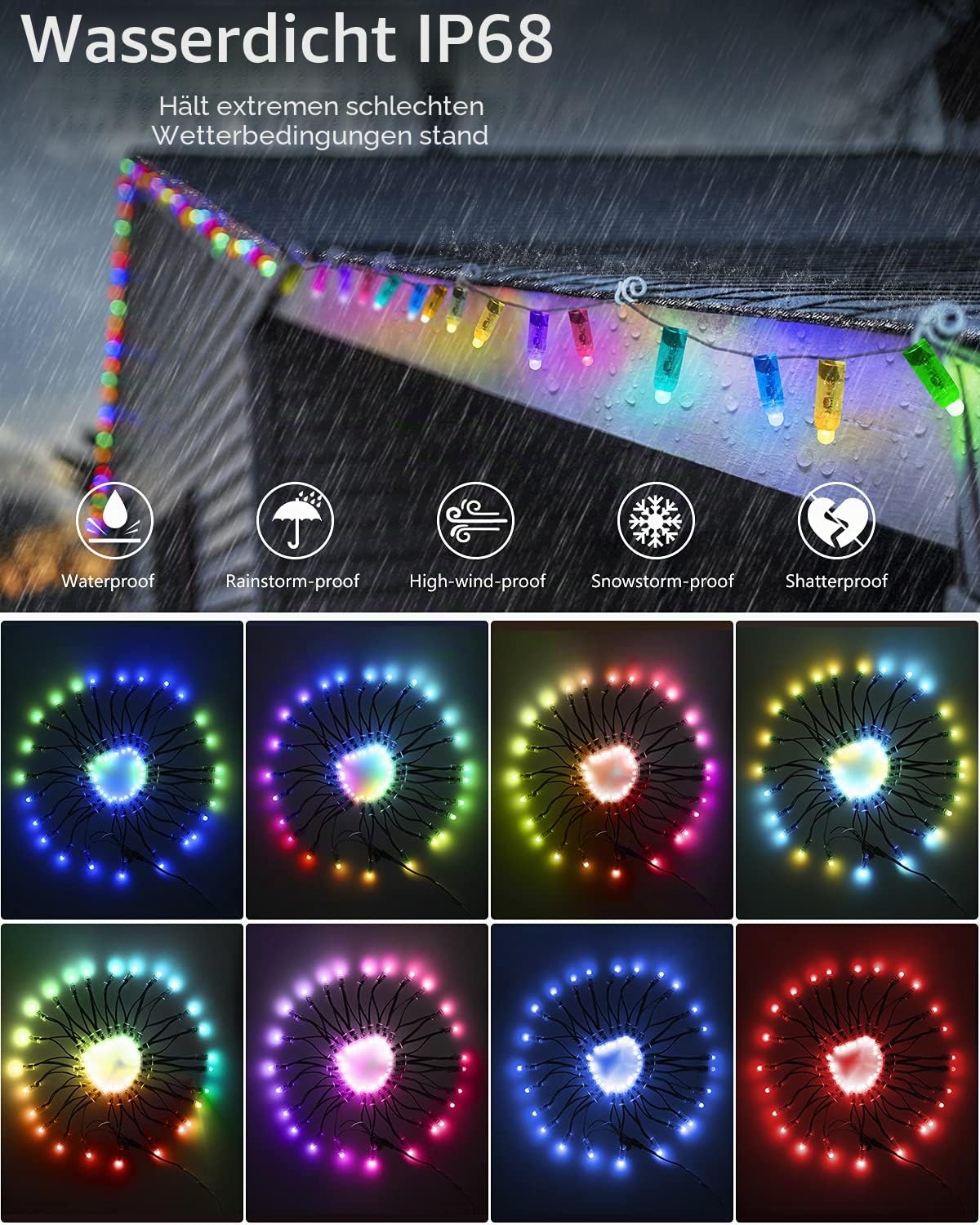 ALITOVE 500 Stück 12V WS2811 RGB Lichterkette Schwarzer Draht Pixels IP68 | Individuell Adressierbar, 12mm Bullet, für Leuchtschrift Weihnachtsdeko DIY-Projekte, Hinweis: Ohne Netzteil & Controller