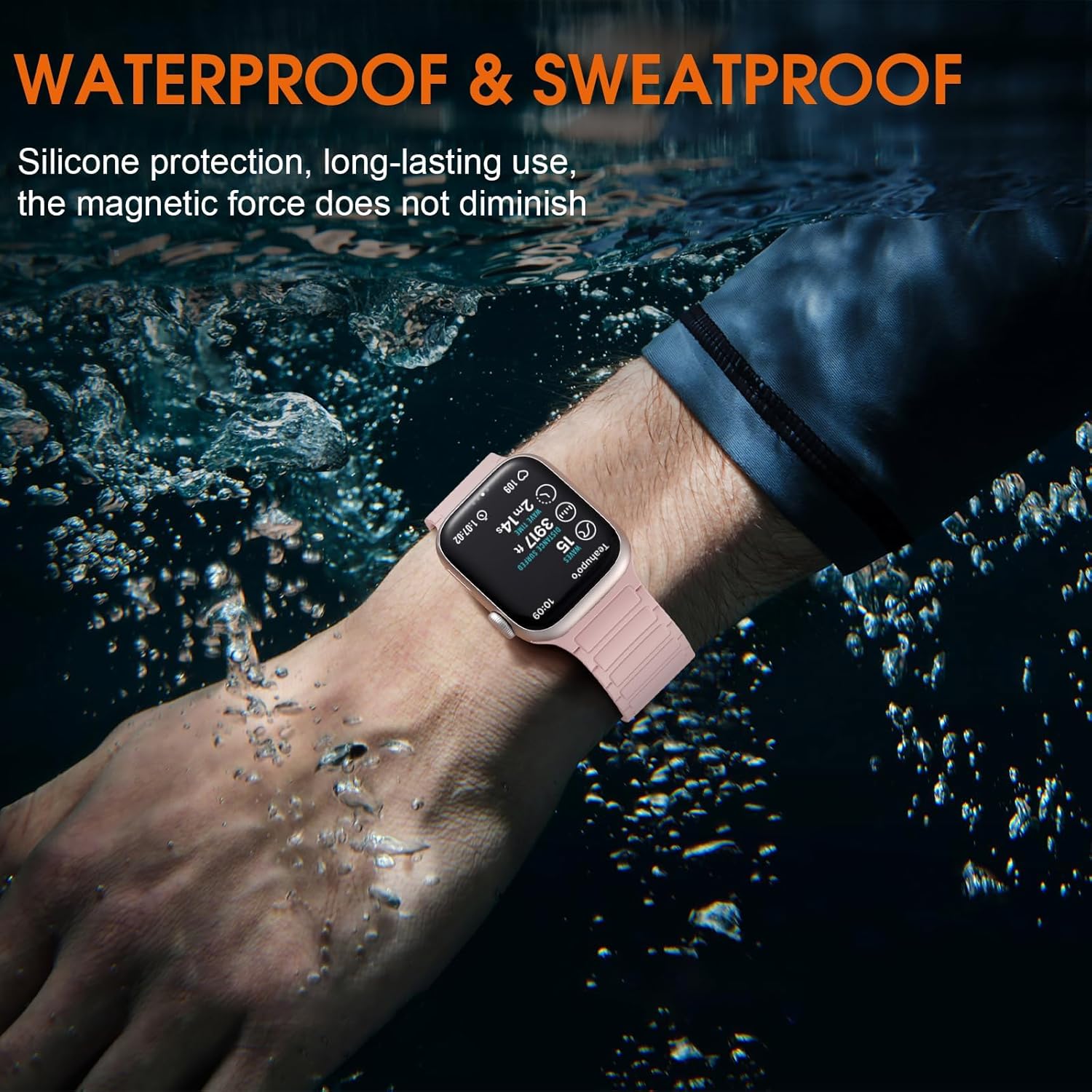 Magnetic Silicone band Compatible with Apple Watch for Men 44mm 45mm 46mm 49mm 42mm 41mm 40mm 38mm Women, Silicone Sport Strong Magnet Strap for iWatch Series 11 Ultra 3 Ultra 2 Se 10 9 8 7 6 5 4 1 - Image 3