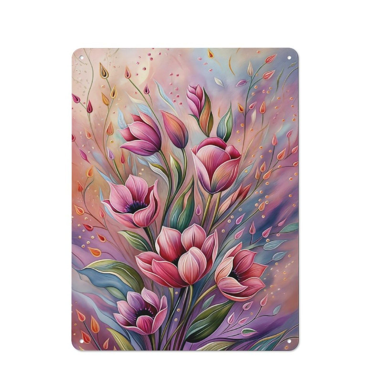 Junmoney Pink Blossom Flower 40X30cm Retro Tin Wall Plaque With For Pub Or Café, A Winter Wall Decor Update For Café Interior Fans