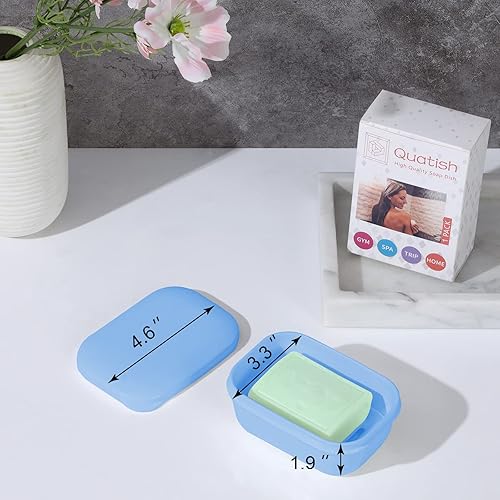 Miniatura 10 de Quatish Paquete de 2 recipientes de jabón de viaje, soporte de jabón portátil con tapa, soporte de jabón de barra de viaje, estuche de jabón para