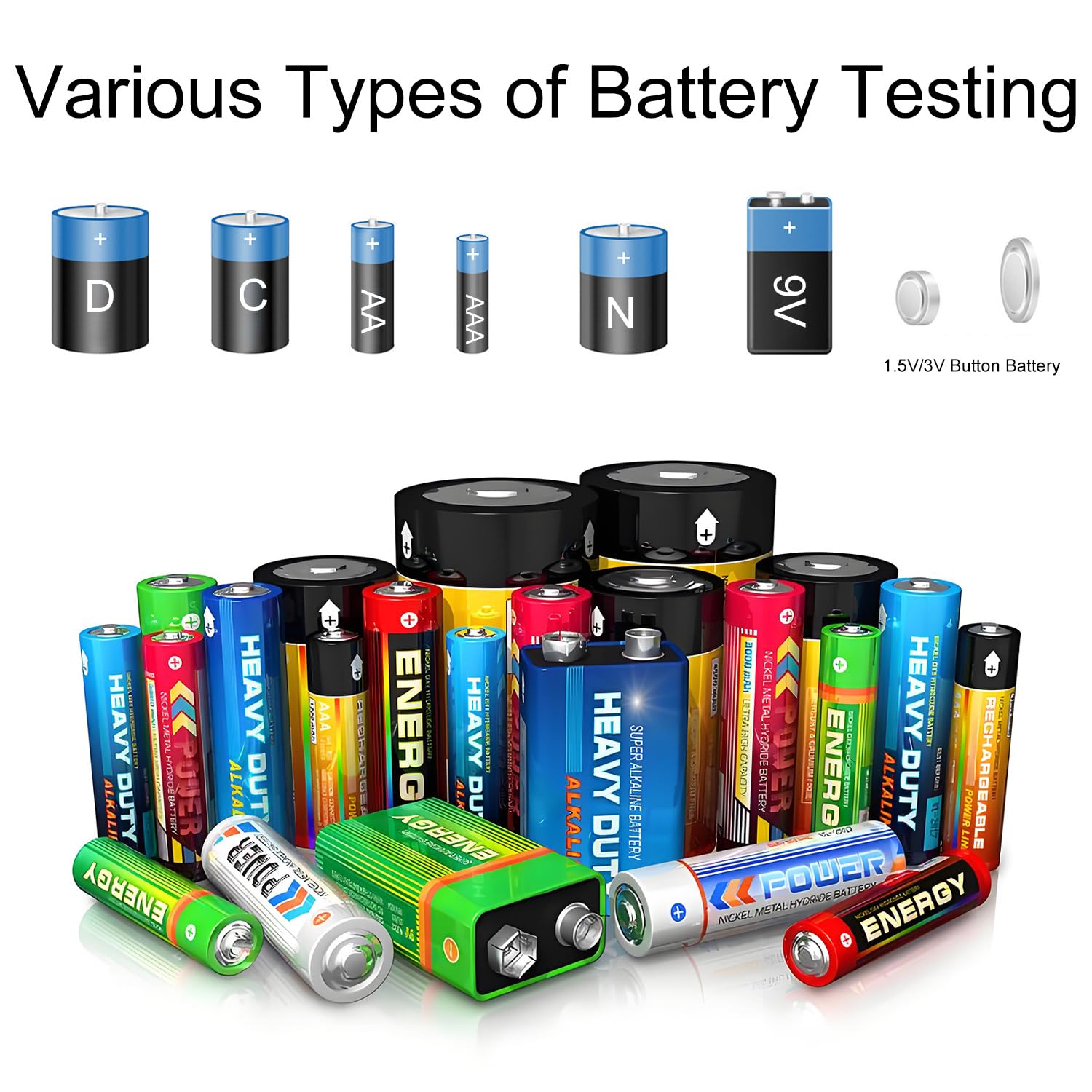 Testeur de Piles Universel Numérique pour AA AAA C D 9V 1.5V