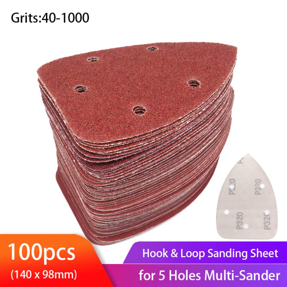 100 Uds papel de lija autoadhesivo lijadora triangular papel de arena gancho hoja de lija discos abrasivos para pulido grano 40-1000,40