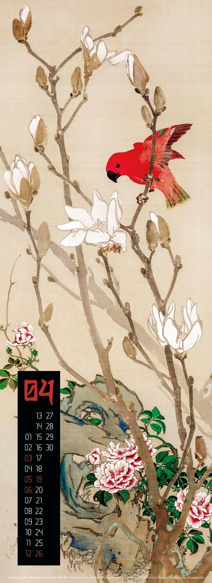 Art of Asia Kalender 2026 | Stilvoller Asien-Kalender im schlanken Hochformat (24x66 cm) | Japanische Farb-Holzschnitte | Ukiyo-e