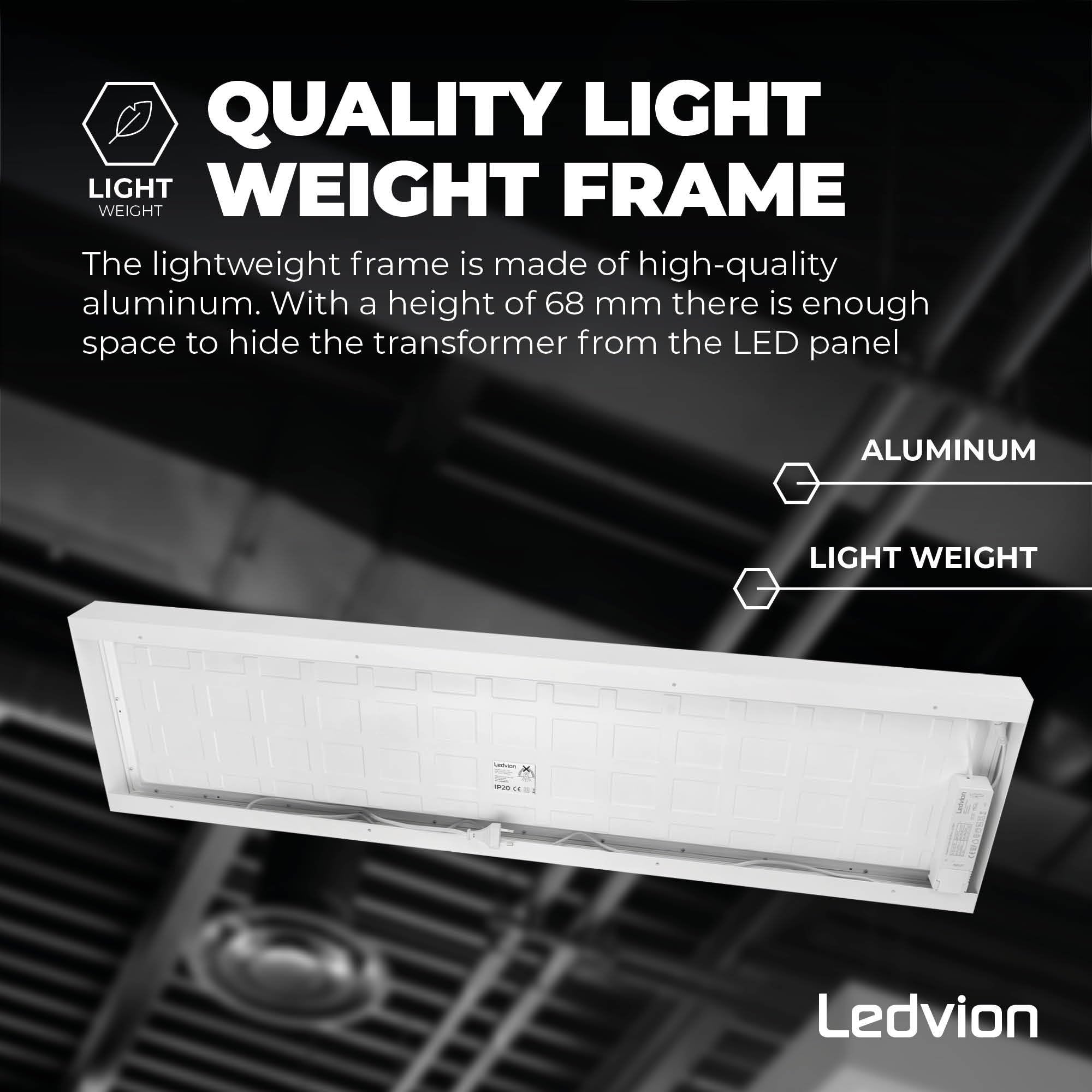 Ledvion LED Panel Einbaurahmen 120x30cm Weiß Aluminium