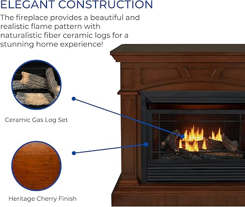Miniatura 30 de Duluth Forge Sistema de chimenea de gas sin ventilación de combustible dual con chimenea, control remoto, 5 troncos de fuego, uso con gas natural