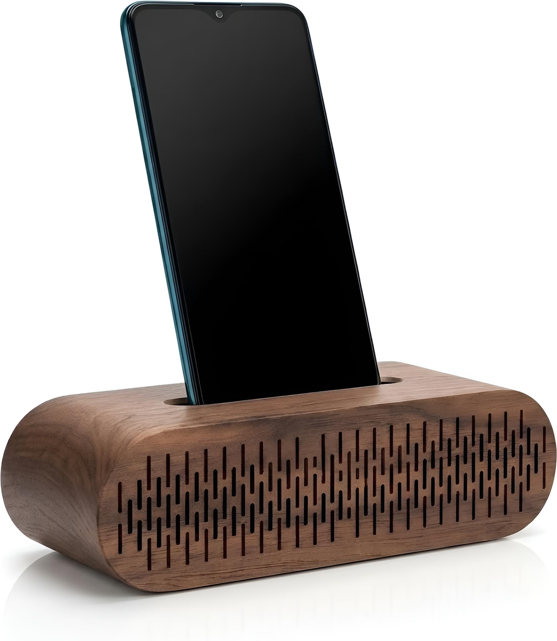 スピーカー！スマホとつなげられる！ Amazon.co.jp: belaDESIGN スマホスタンド スピーカー 天然木 電源不要