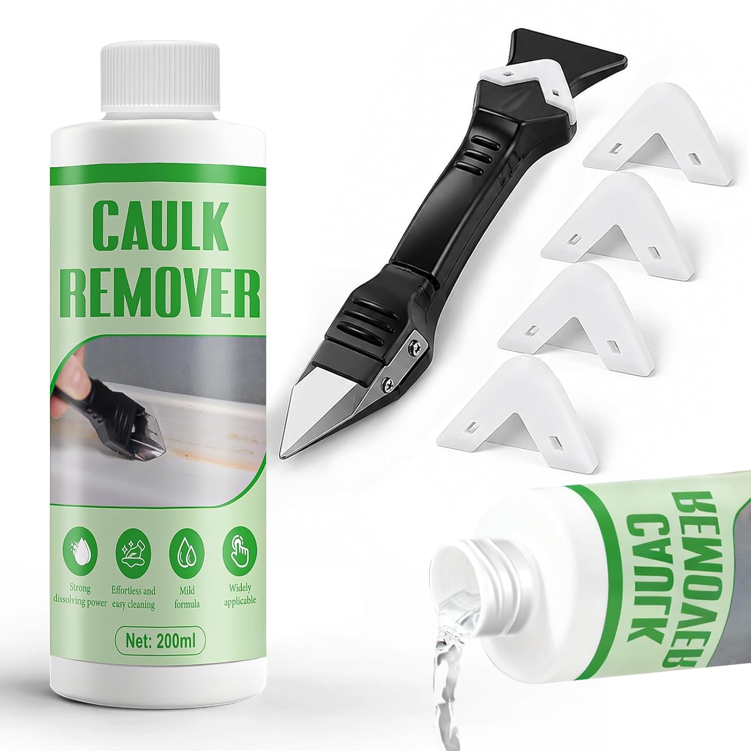 JAOJAO 200ml Silicone Caulk Remover Strong Dissolving Caulk, Clear