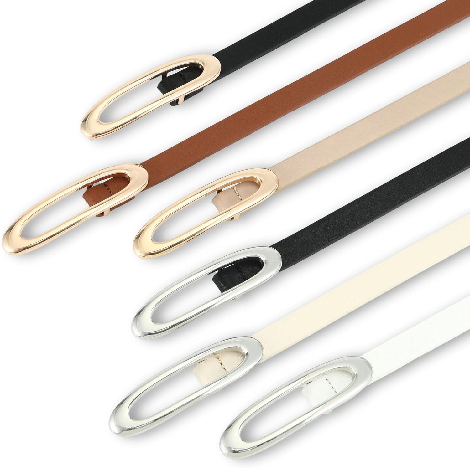 HOTWILL Women Skinny Belt for Jeans Dresses Thin Waist Ladies Faux Leather Belts with Gold Buckle - Image 4