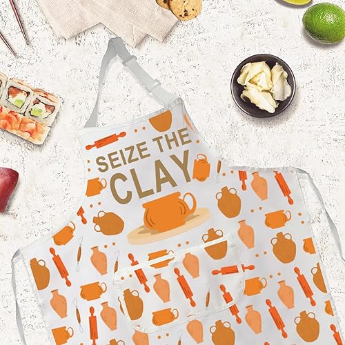 Miniatura 3 de Gzrlyf Seize The Clay Pottery - Delantal de cerámica para artistas, regalo para maestros y amantes de la cerámica