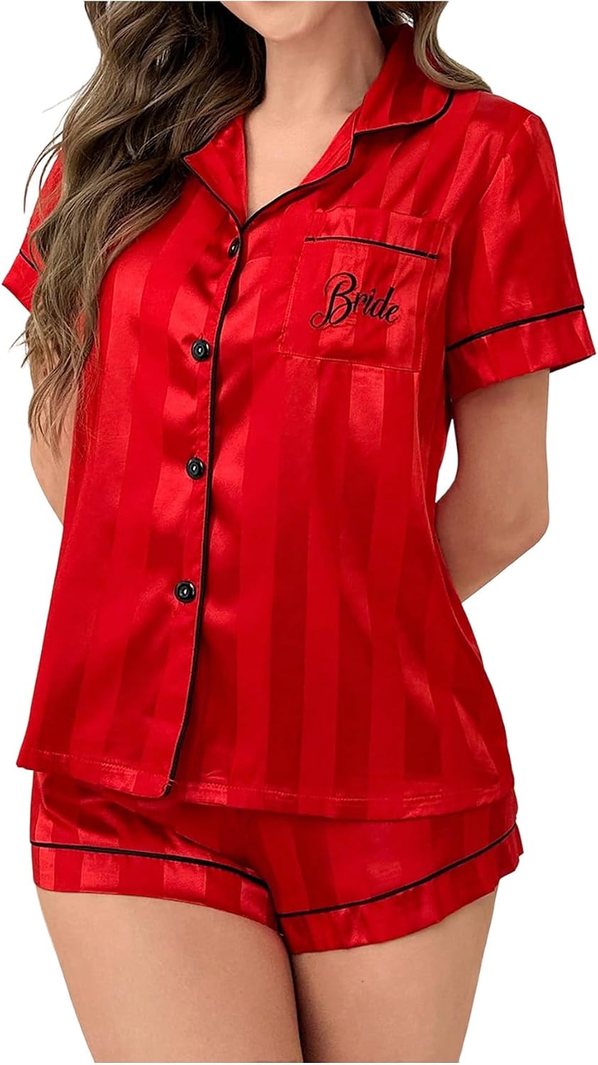 SHENHE Women's 2 Piece Satin Pajama Set Leopard Short Sleeve Button Down Pj Shorts Set