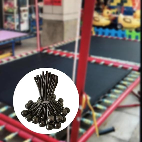 4 Pack Rebounder Trampoline Bungee Cords Replacement 6 Inch Bungee Balls Black Ball Bungee Elastic Straps for 40/48 Mini Rebounder Trampoline Mini Trampoline Foldable Fitness Trampoline