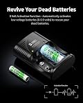 EBL Smart Rapid Battery Charger for AA AAA 9V Rechargeable Batteries Ni-MH Ni-CD, 4 Bay Foldable Plug Charger
