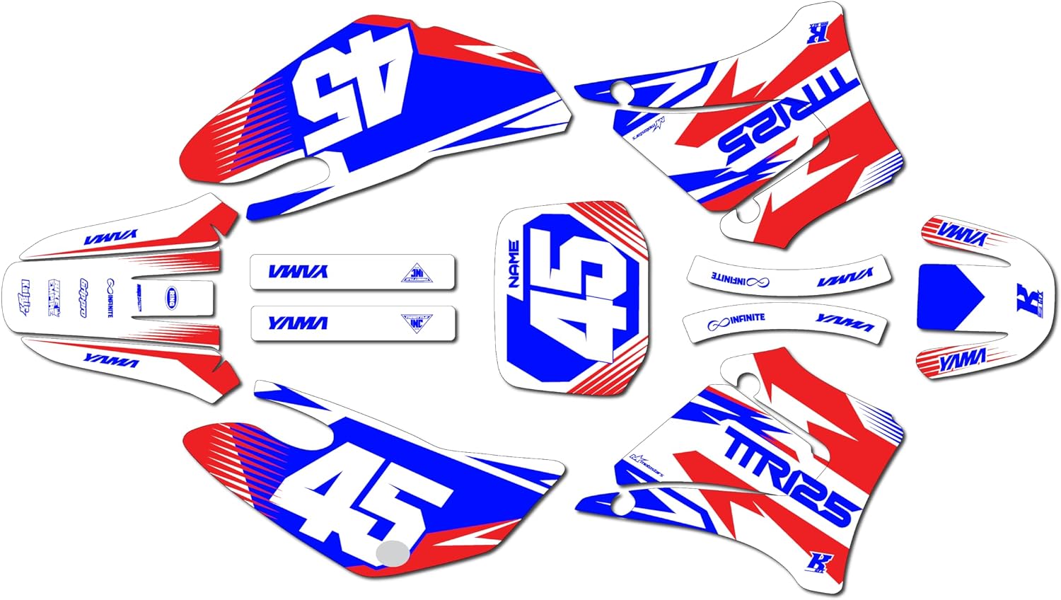 Graphics Kit for Yamaha TTR125 (2000-2007) Divison Series Magenta 16 Mil - On/Off the Road - Dirt Pit Bike Motorcycle Sticker, Dirtbike Racing Decal Motocross no-Plastics