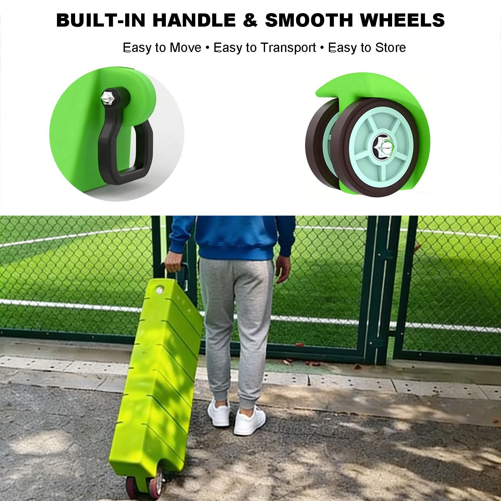 108x25x30cm Pedana da Rimbalzo da Calcio Con ruote | multifunzionale Attrezzatura Allenamento da Calcio, Parete Calcio Portatile Con la maniglia