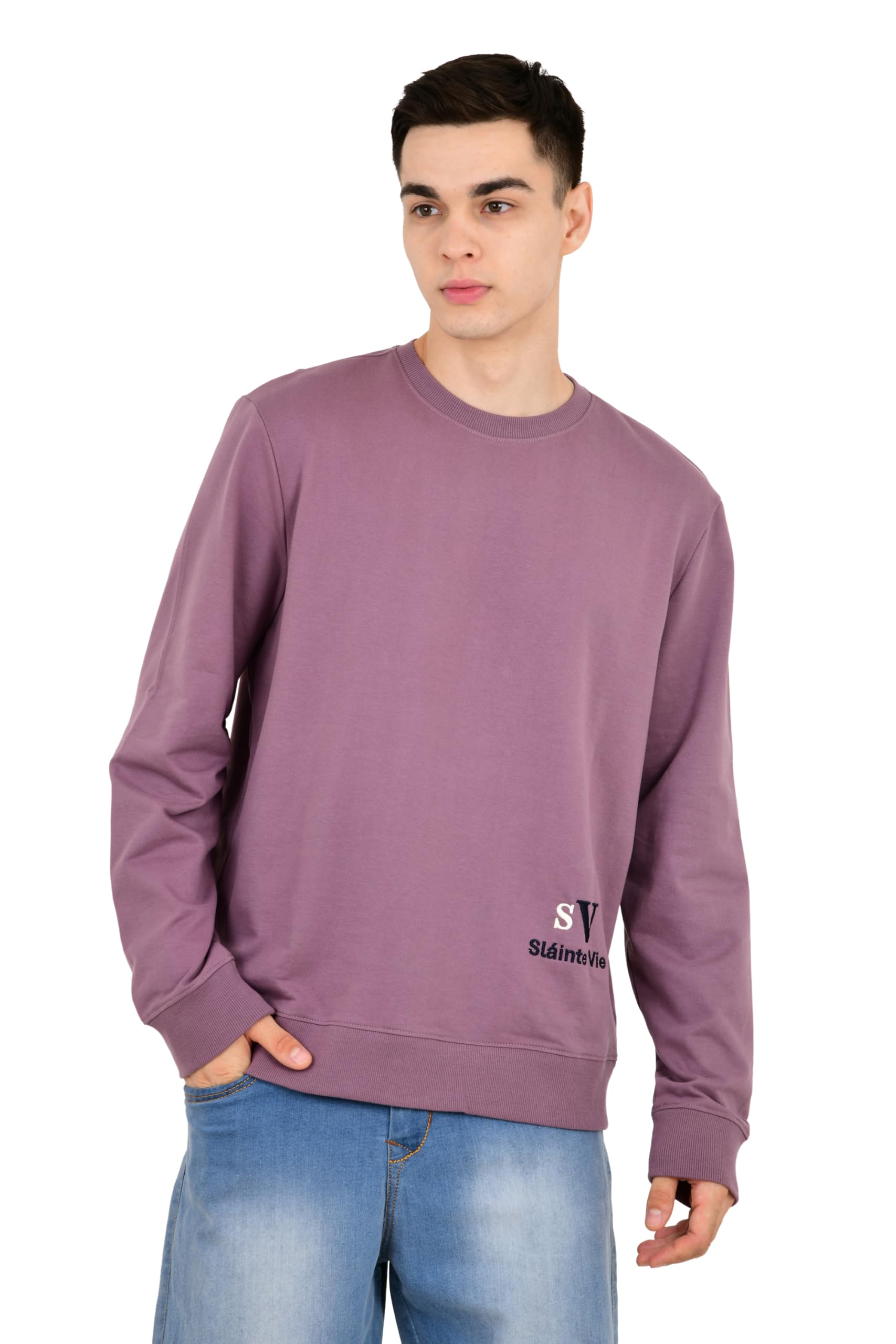 sláinte vie Classic Pure Cotton Crewneck Sweatshirt, Maroon, Premium Long Sleeve Winter Sweatshirt, Comfortable Casual Wear-picture-39