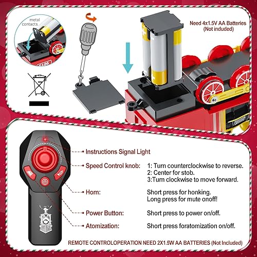 Miniatura 3 de Hot Bee Locomotora de tren a control remoto, juguete de motor de vapor de tren con humo, luces y sonidos, juguetes de trenes de Navidad, regalos