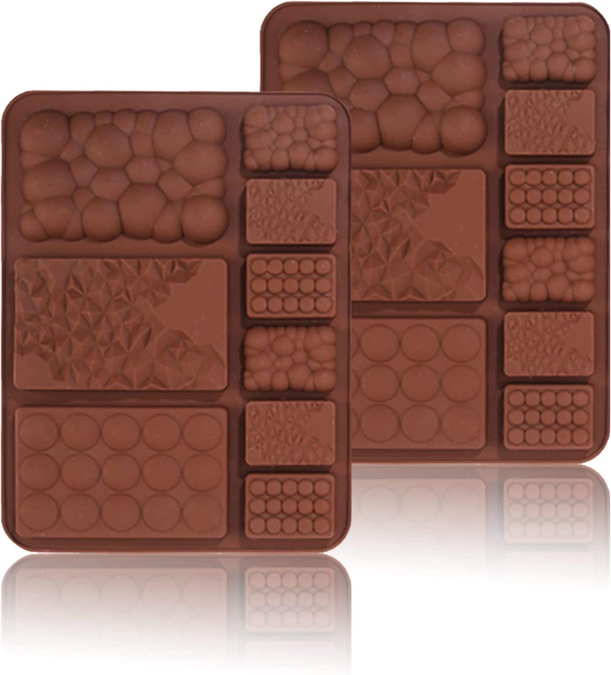Bake House Silicone Chocolate Mould,Pack 1PCS Mix Shape Candy Sugarcraft Cake Decoration Chocolate Bar Waffle Molds,Ice Cube Tray,Bubble Circle Square Jelly Moulds