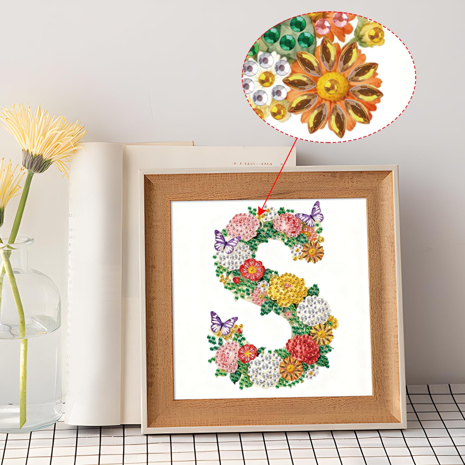5D Diamond Art Kits - Floral Alphabet Designs -6