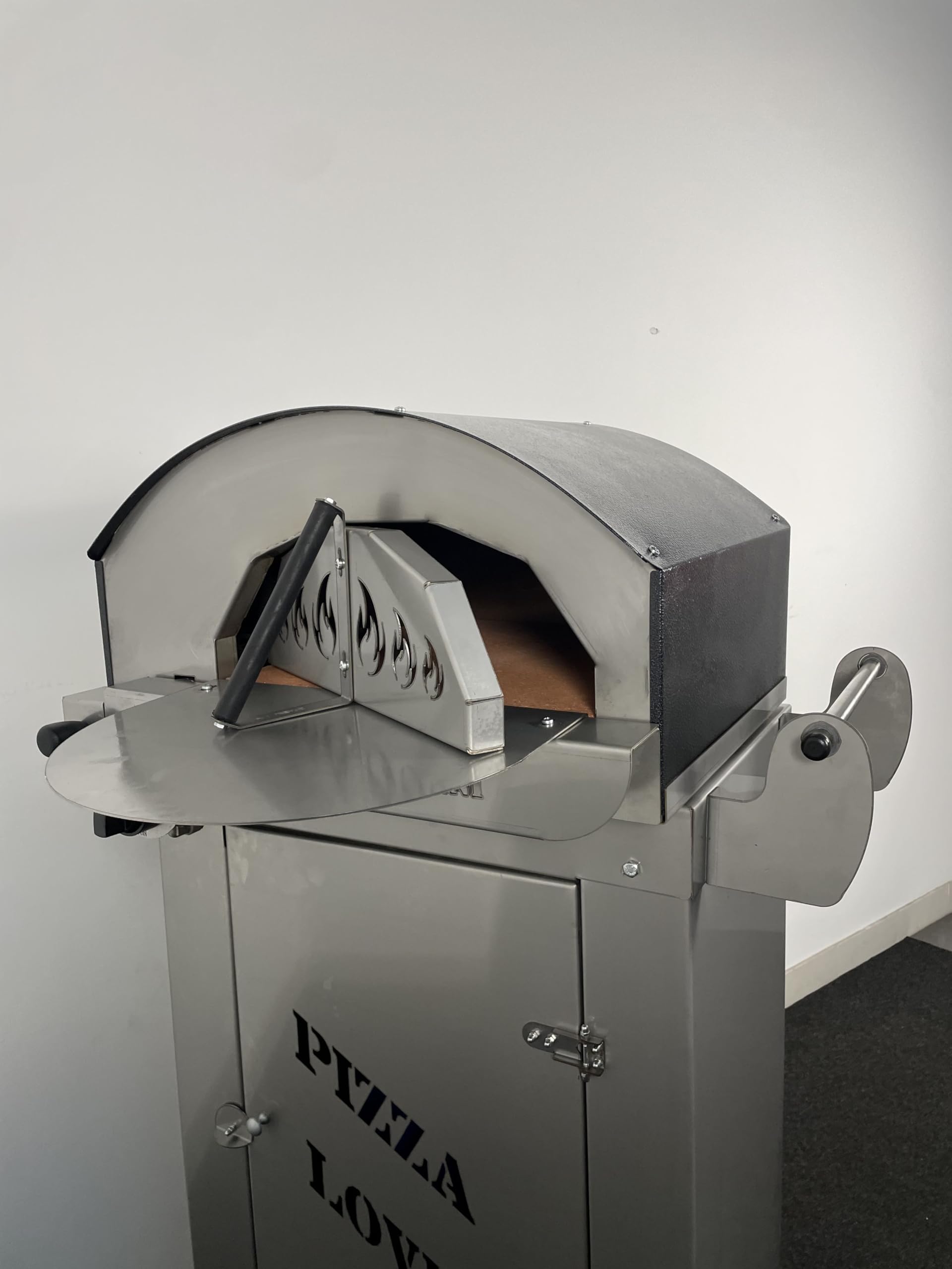 Forno pizza ibrido gas e/o legna da esterno Alfonsino – Forno pizza in acciaio inox AISI 304 con biscotto refrattario 40x40 cm, 500°C, cottura diretta a fiamma viva, Personalizzabile, con carrello