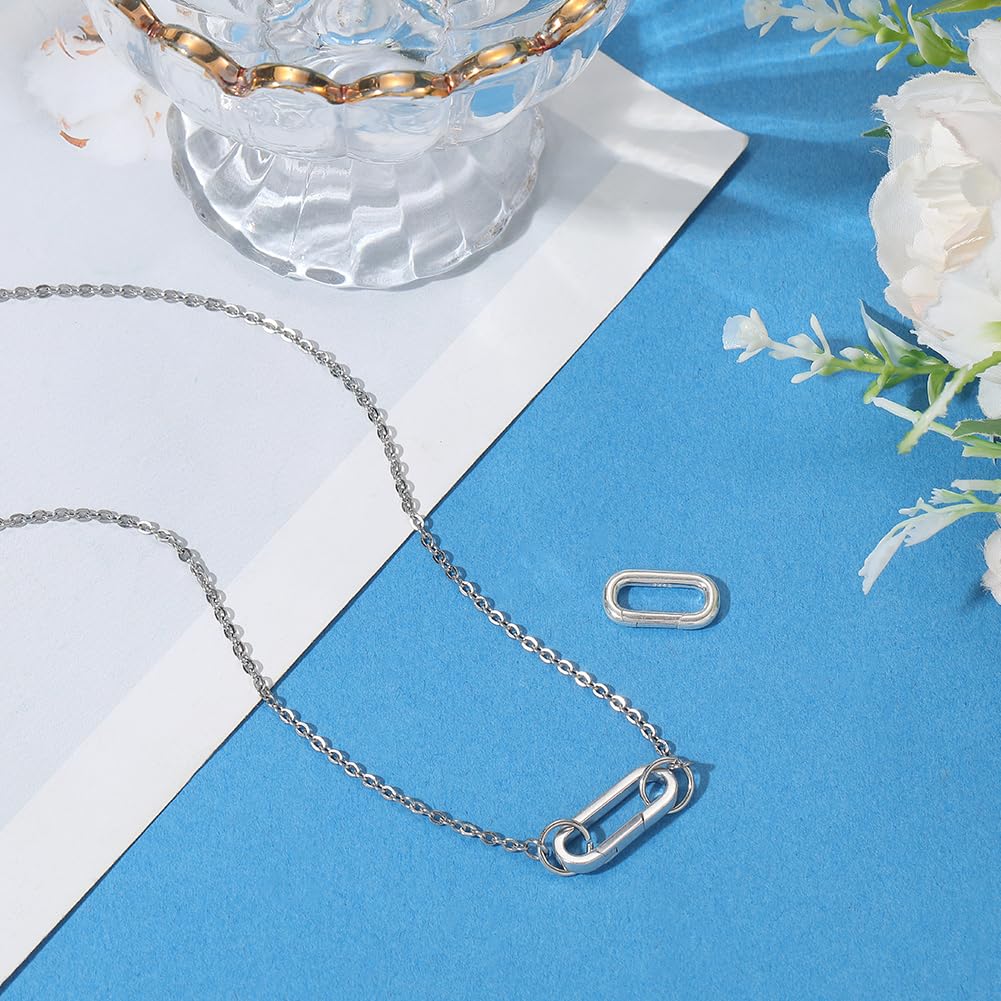 Beebeecraft 1 scatola di 2 anelli ovali a molla in argento Sterling 925 da 1,9 x 1,7 cm, anello a molla per cancello, portachiavi, chiusure a scatto rotonde per la creazione di