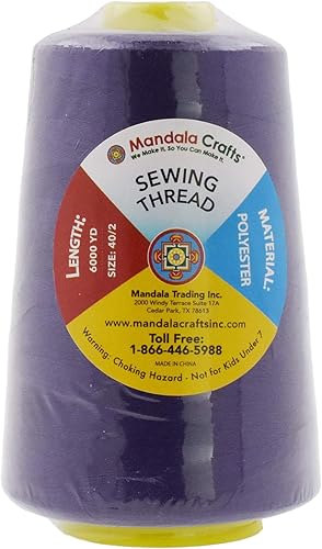 Vista 257 de Mandala Crafts - Hilo de coser multiusos de poliéster para máquina de coser de sarga, sobrehilado, acolchado Beige