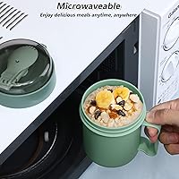 Vista 12 de Cabilock Microwavable Soup Mug with Lid, Oatmeal Bowls with Foldable Spork, 13.5 Oz Microwave Safe Soup Cup for Ramen Noodles Beverages