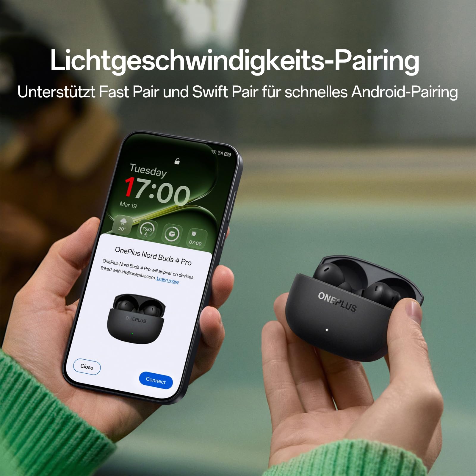 OnePlus Nord Buds 4 Pro Kabellose Bluetooth Kopfhörer, TWS Ohrhörer mit 12mm Dynamic Treiber, LHDC 5.0 Hi-Res Audio, Bluetooth 6.0, 54 Std Spielzeit, IP55 Wasserschutz, Raven Black