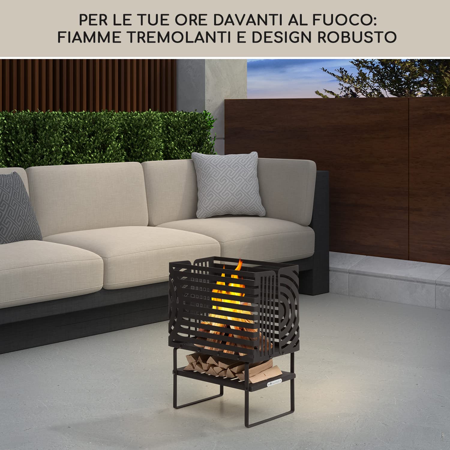 blumfeldt Braciere da Giardino, Bracere da Esterno Portatile con Griglia, Braciere Barbecue con Griglia, Copertura Pioggia, Ciotola in Acciaio, Bracere da Esterno Legna, Griglia da Campeggio Ovale