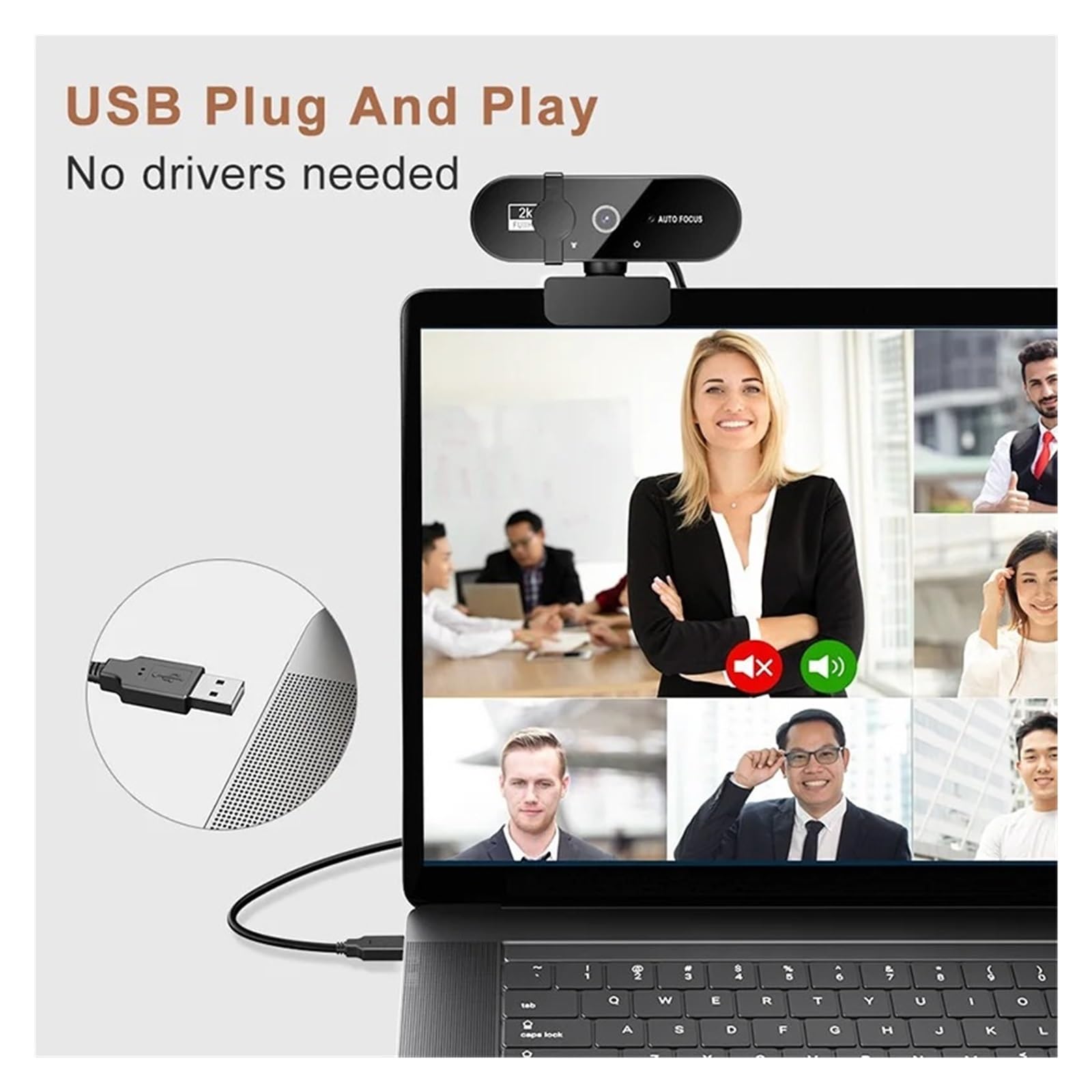 Kamera internetowa, Mini kamera internetowa 2K/4K HD do kamery internetowej Pc 4K De Segurança Wifi obsługuje laptop komputer stacjonarny nadaje się wideo na żywo(4K Webcam)